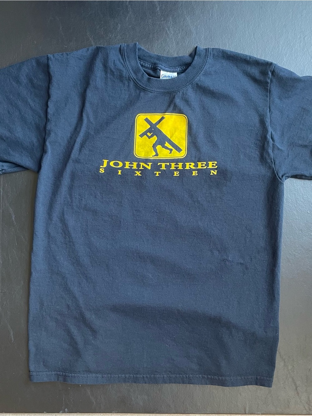 John 3:16 Black Tee with Yellow Graphic